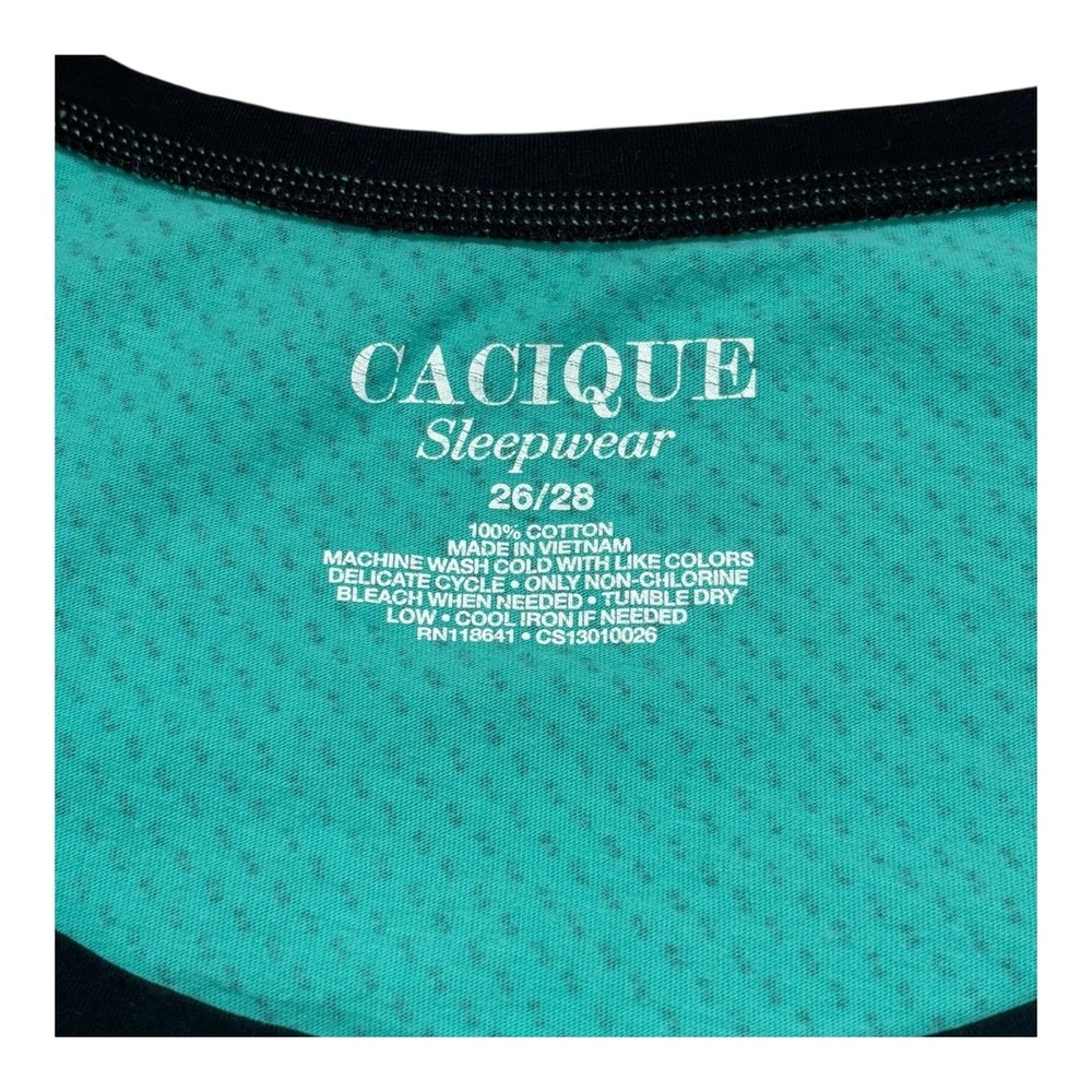 Cacique Sleepwear Top By Lane Bryant Size 26/28 Pink Teal Black Lot Of 2 Pockets - Picture 5 of 5